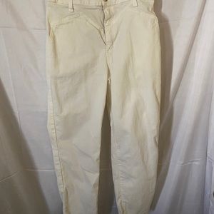 ANTHROPOLOGIE high rise cream cropped pants.